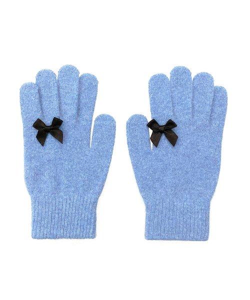 리본 울 장갑 [스노우 블루]