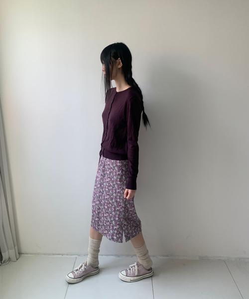 (Vintage)Floret Slit Long Skirt