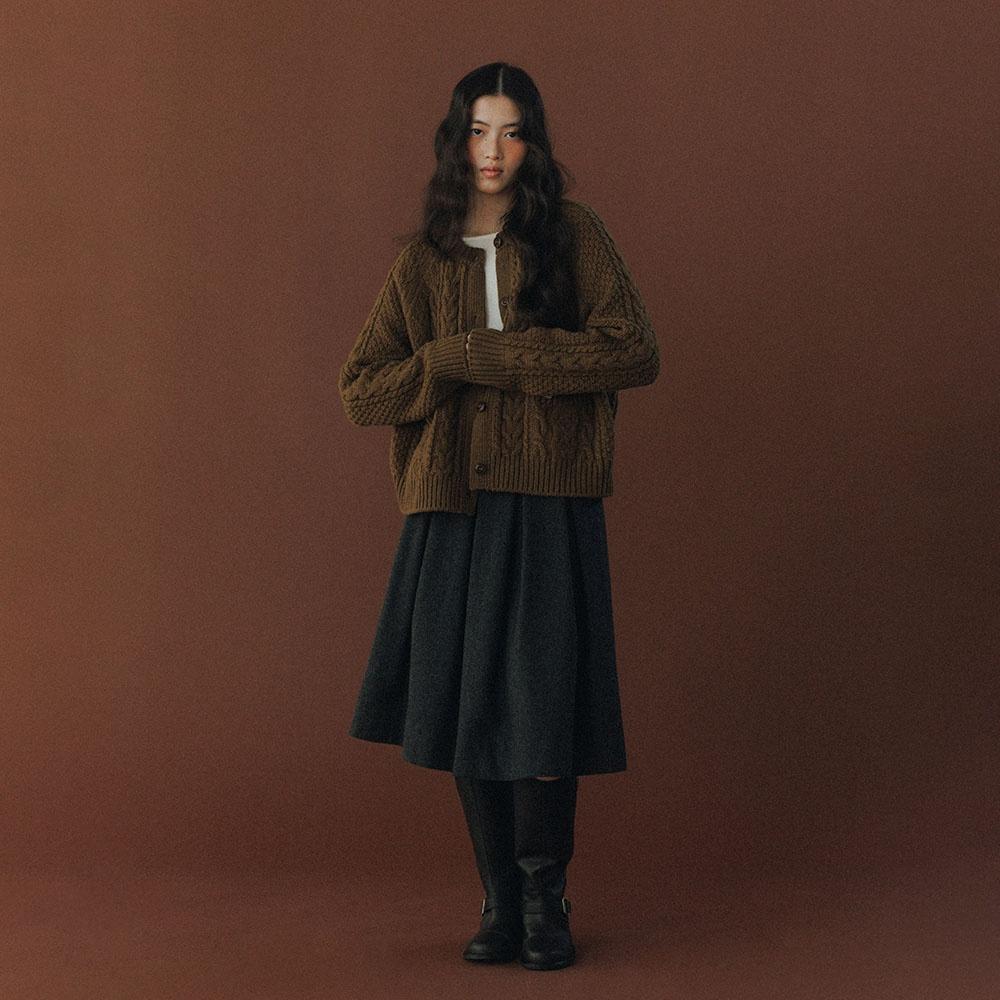 NED PLEATS SKIRT (CHARCOAL)