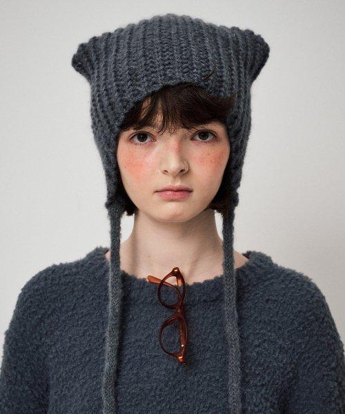 MOHAIR EARMUFF BEANIE, CHARCOAL