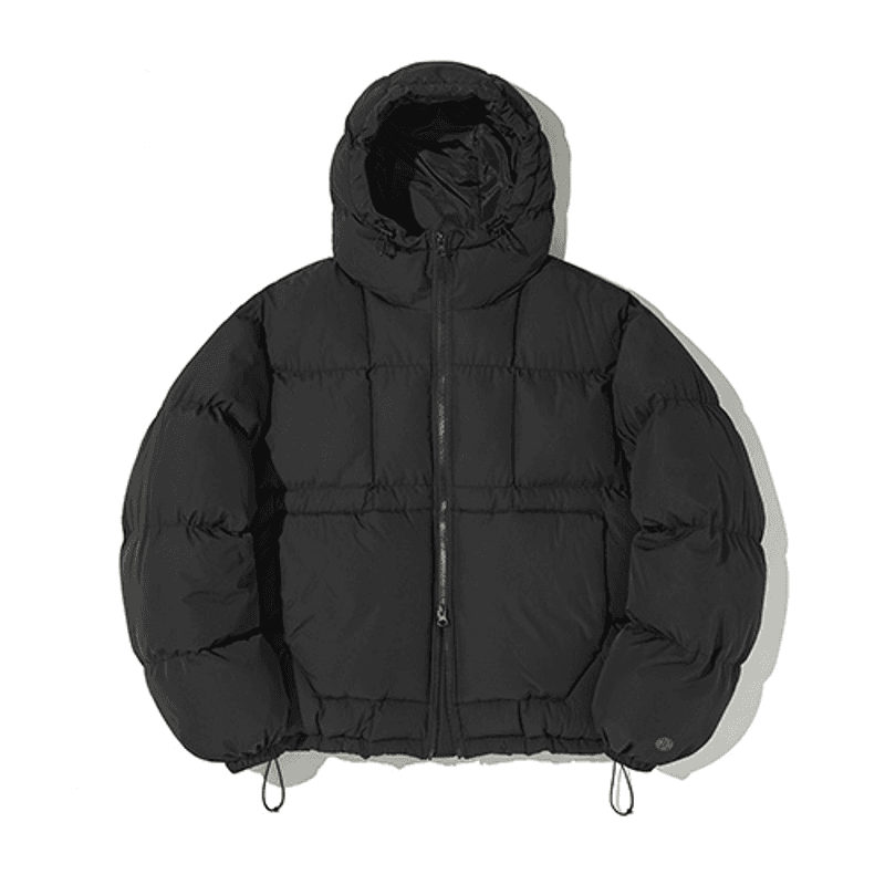 헤비 스퀘어 후드 숏 패딩_블랙