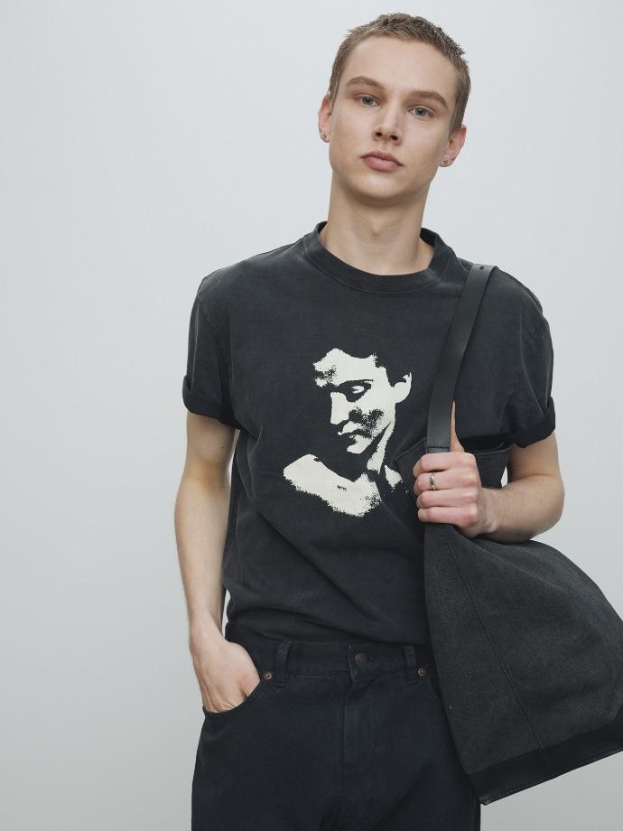 PORTRAIT GARMENT DYED T-SHIRT_ FADED BLACK