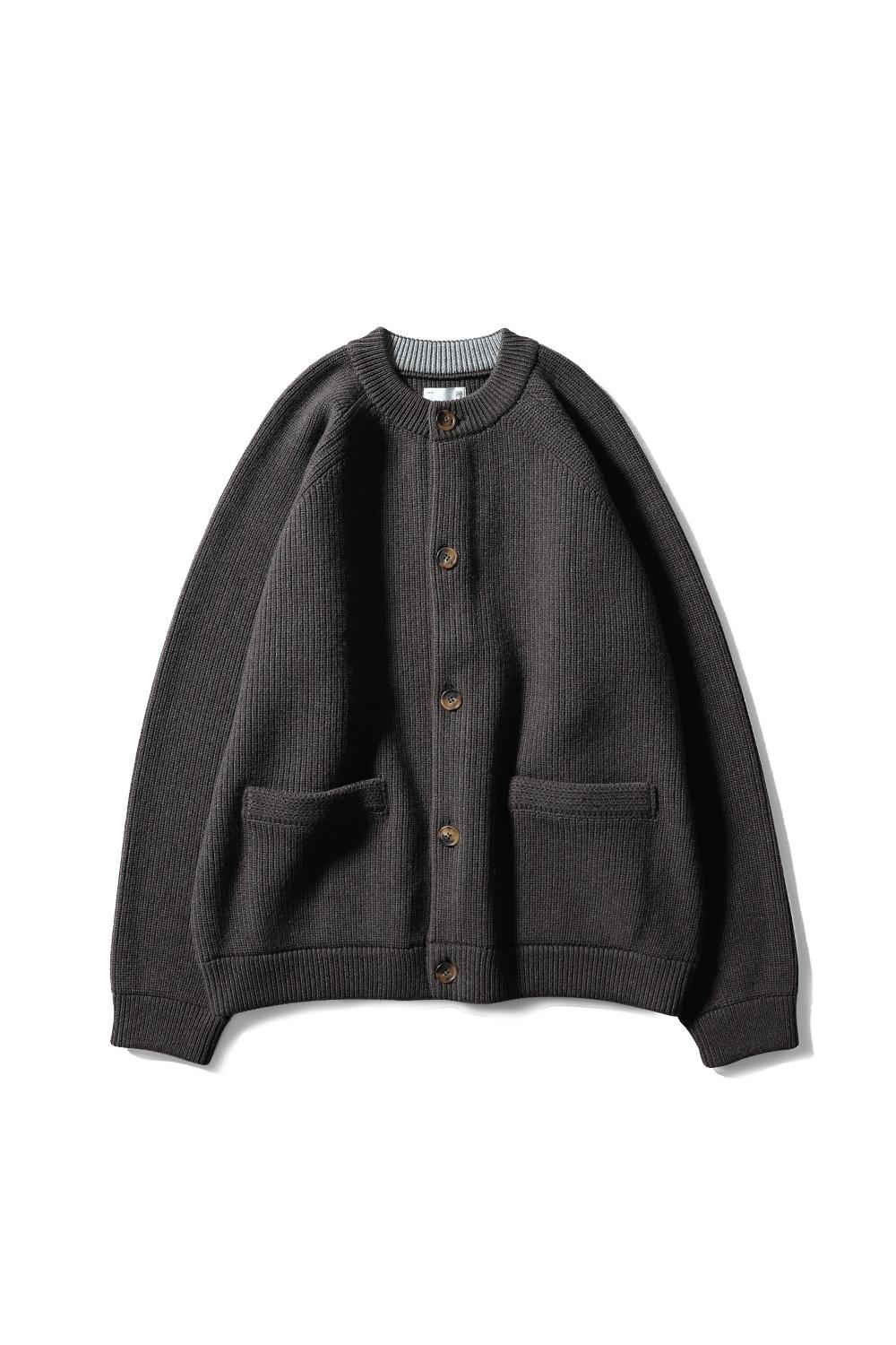 Annette Superfine Wool Heavy Rib Knit Cardigan Spain Olive