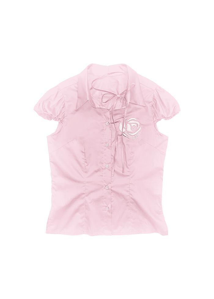 RIBBON TIE ROSE PUFF SHIRT PINK
