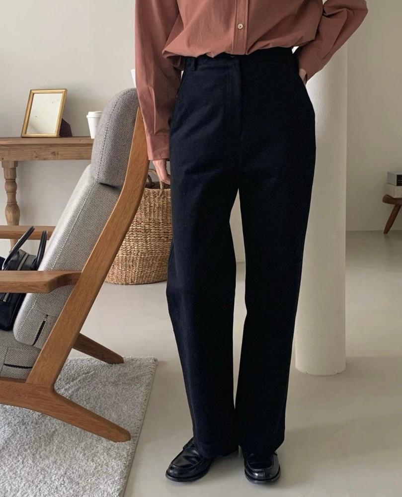 BR 모츠 팬츠 피치 기모 코튼 일자 바지 (2col)