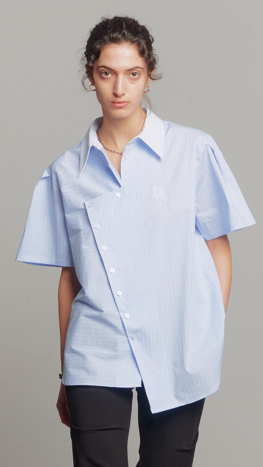 DIAGONAL SHORT SLEEVE SHIRTS_BLUE