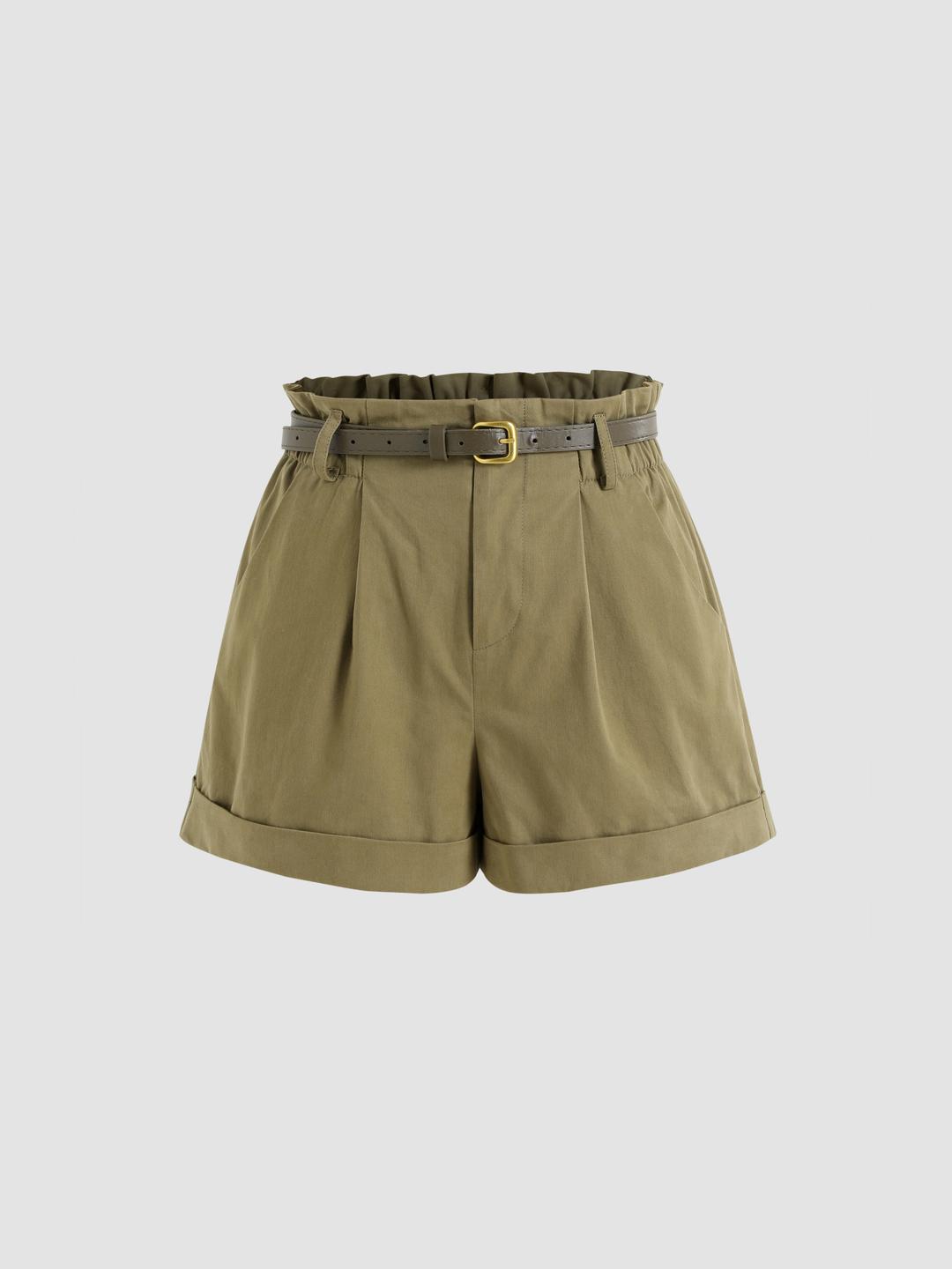 Solid Mini Shorts With Belt