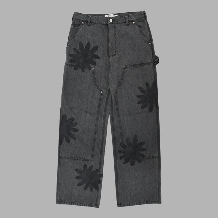 HAND PAINTED FLOWER CITY DENIM PANTS