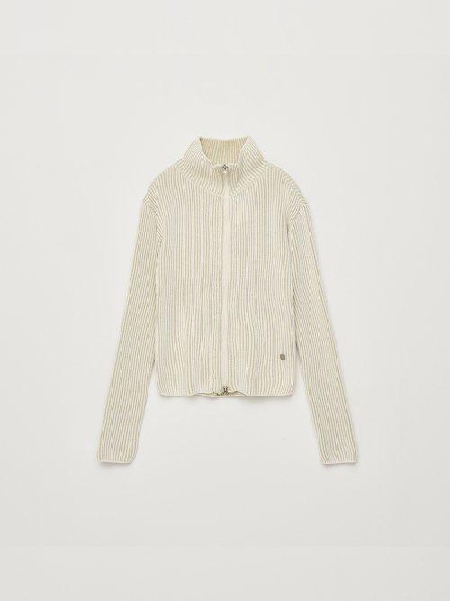 HIGH NECK KNIT CARDIGAN IN IVORY