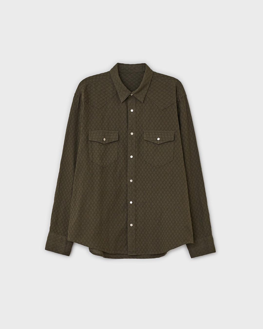 세리프 치코 셔츠 - 자카드 카키