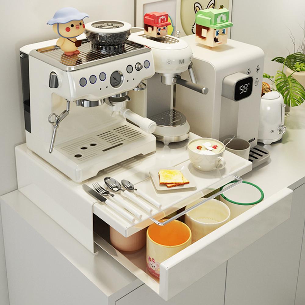 마치 철제 수납장 홈카페 탕비실 정수기 컵 약 커피캡슐 슬라이딩 수납함