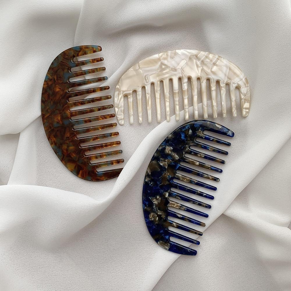 레트로 셀룰로오스 자개 마블 휴대용 미니 헤어 빗 브러쉬