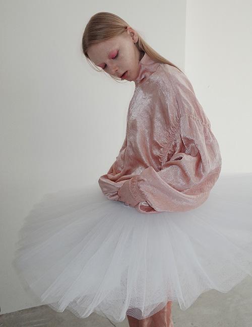 pink satin shirring zip-up / 예약배송