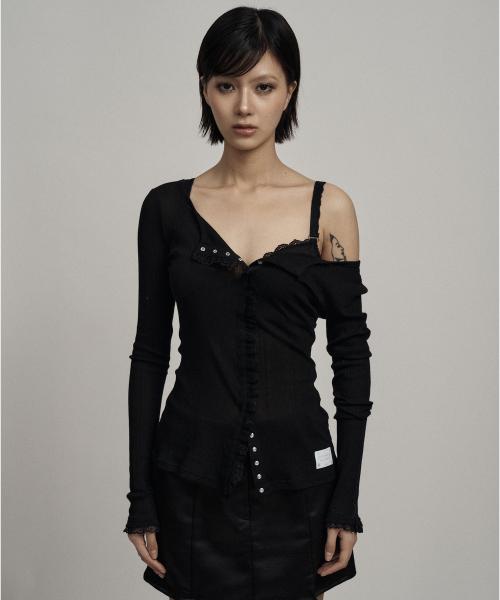 Black lace trim cardigan