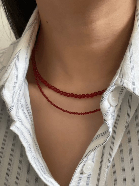 천연석 자만옥 심플 써지컬 목걸이(2size)