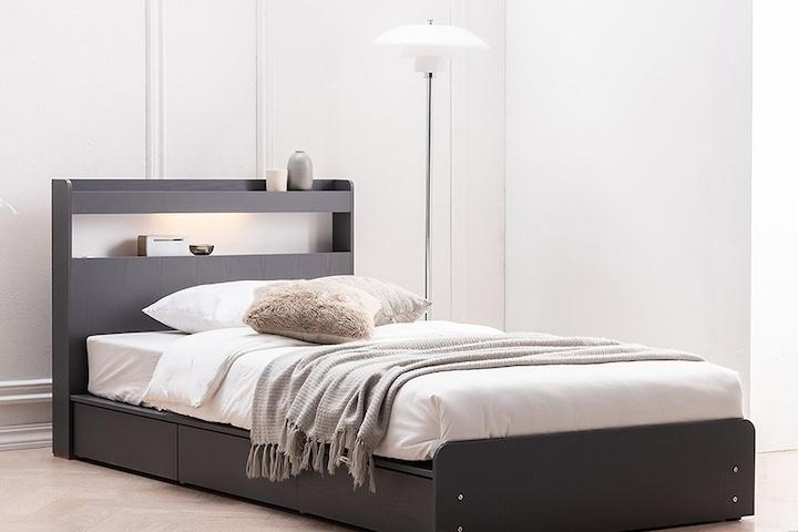 드로우 LED 3단 서랍형 침대 프레임 SS/Q (매트리스 선택) 6color