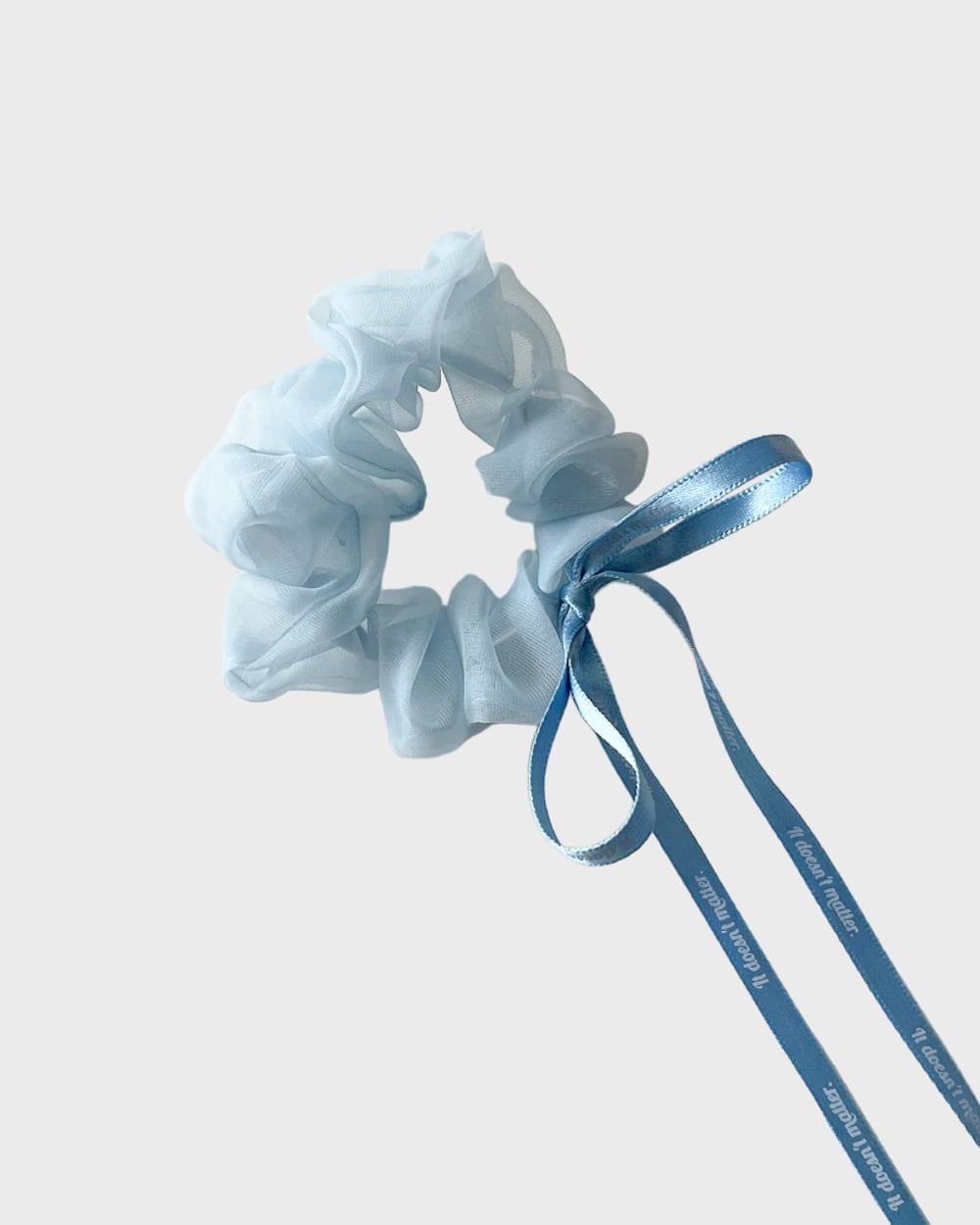 [Organza] Mizz ribbon scrunchie  (Sky Blue)