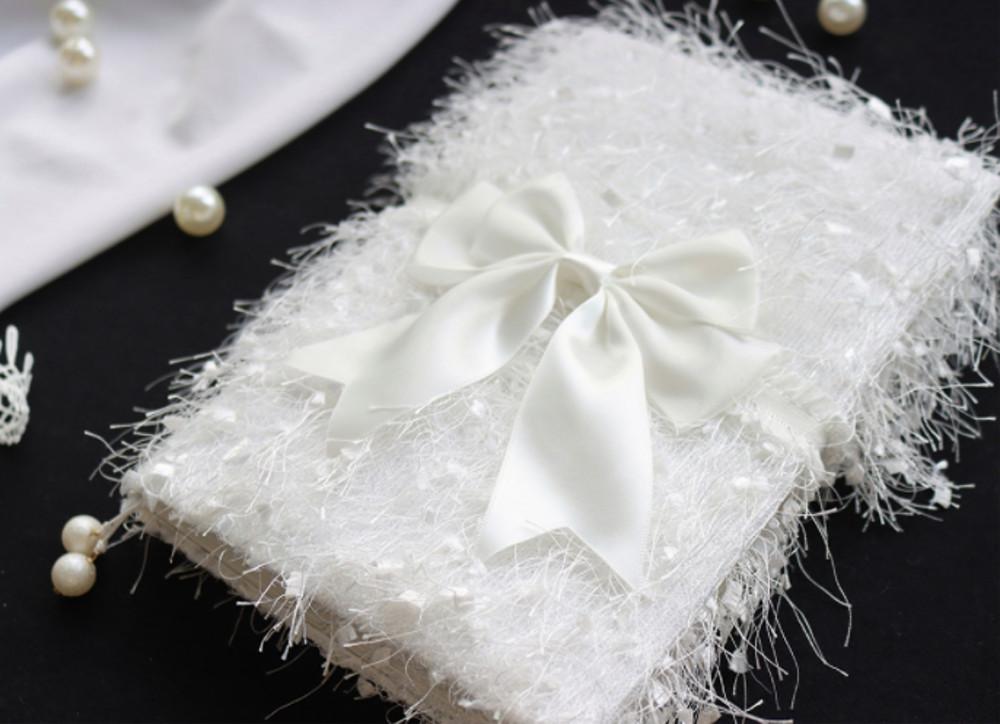 [Zhenwo] '화이트 스노우' 핸드메이드 패브릭 다이어리 커버 북 파우치