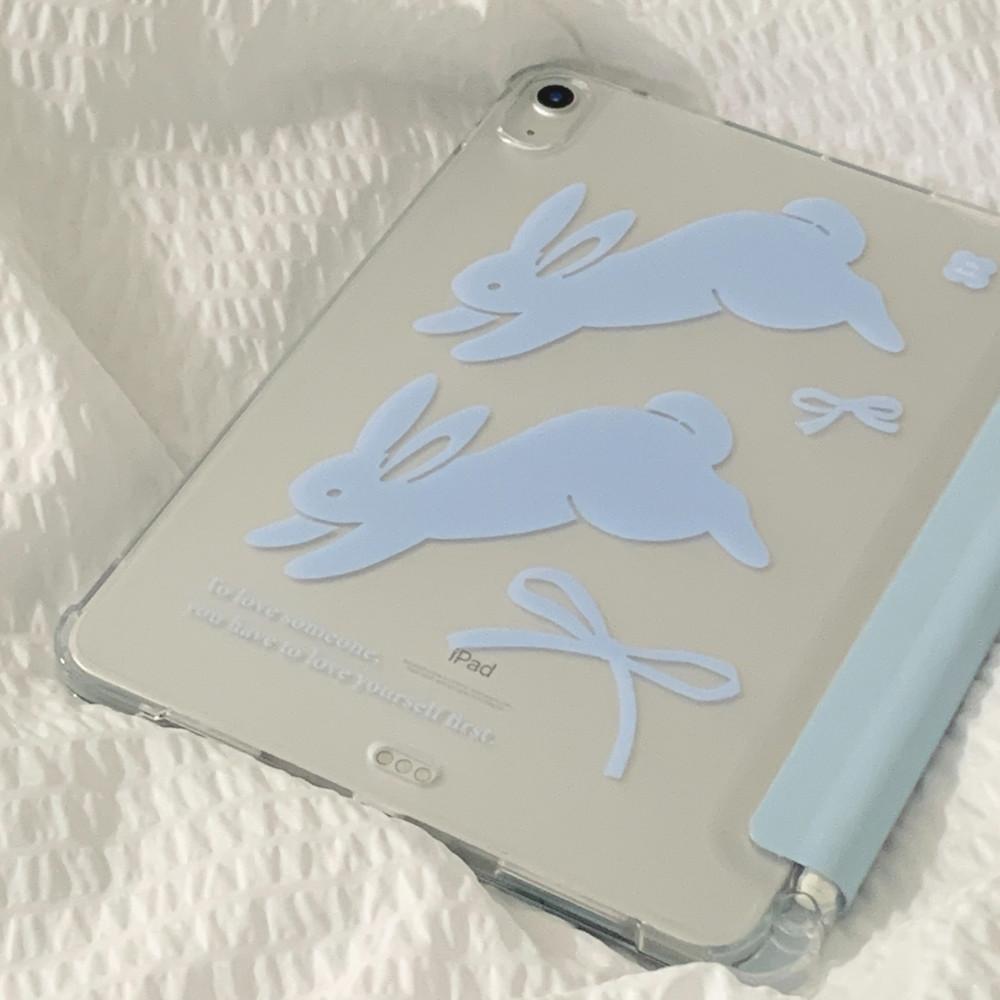 Vintage rabbit | 스마트 커버 아이패드 케이스 - Sky blue