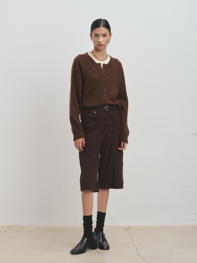 (W) MOHAIR RAGLAN CARDIGAN_ BROWN