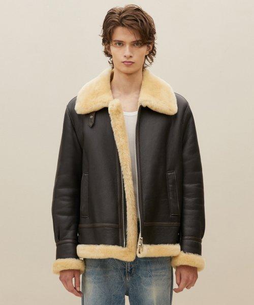 리얼 B3 무스탕 자켓 맨 (브라운)