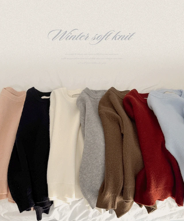 [당일출고❄️]소프트 폭닥 라운드 니트 - 9color