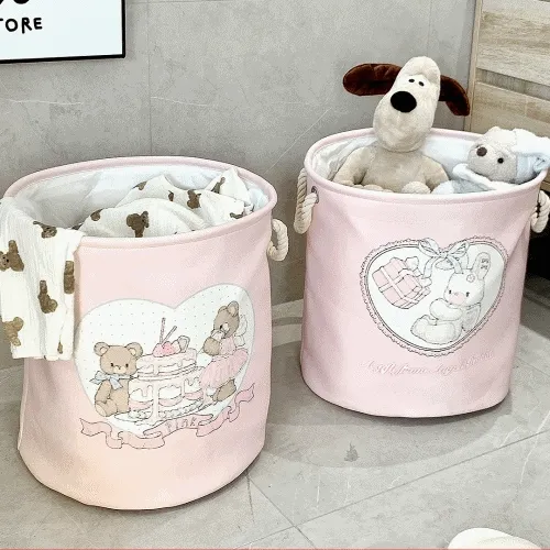 💗대용량💗러블리 다용도 바구니🐰🐻 토끼와 곰돌이 세상 귀여운 수납 바스켓! 빨래 정리부터 소품 수납까지!