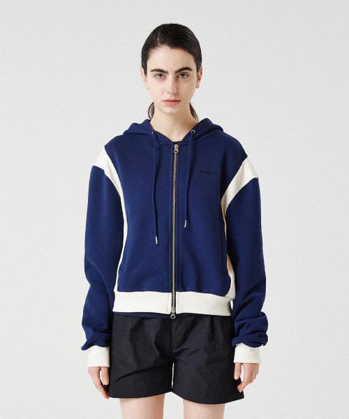 사이드립 집업 후디_navy/cream