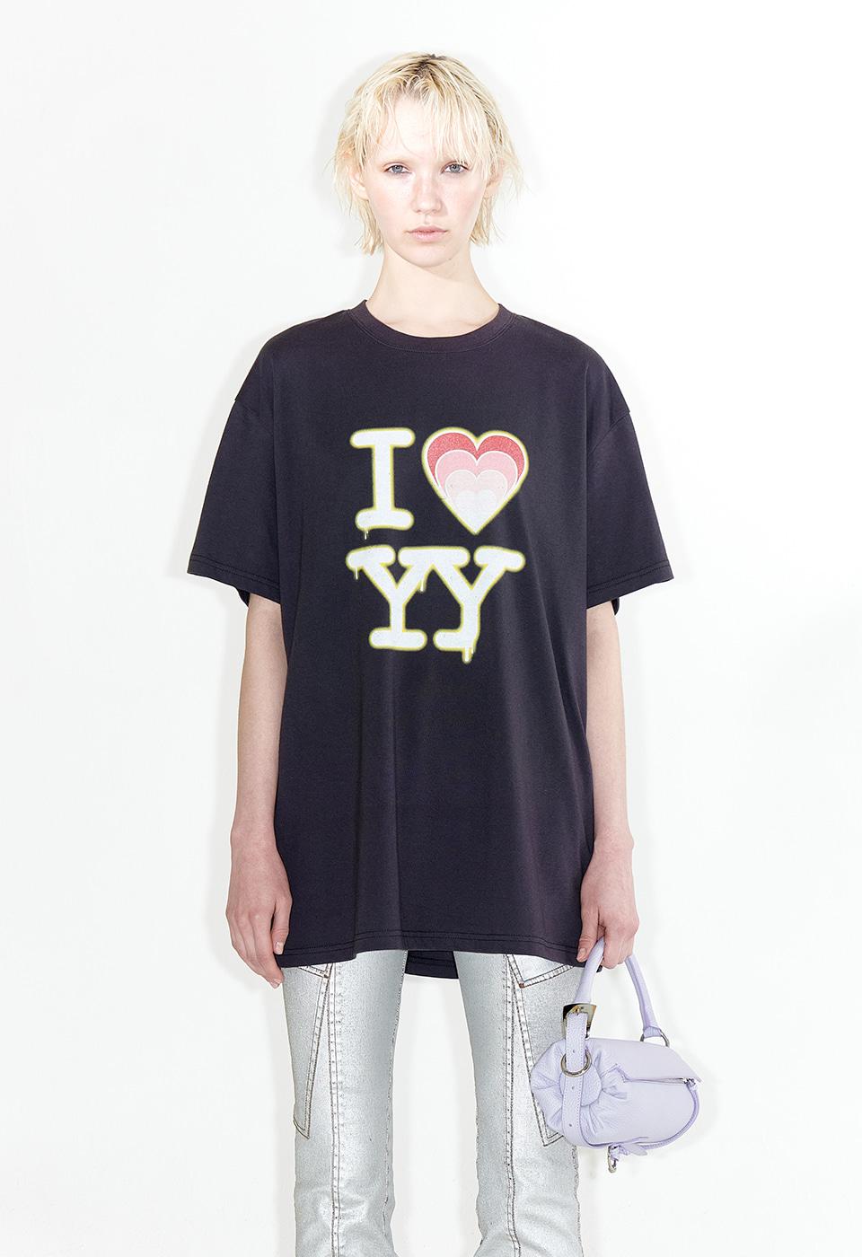I LOVE YY BOX TEE, CHARCOAL