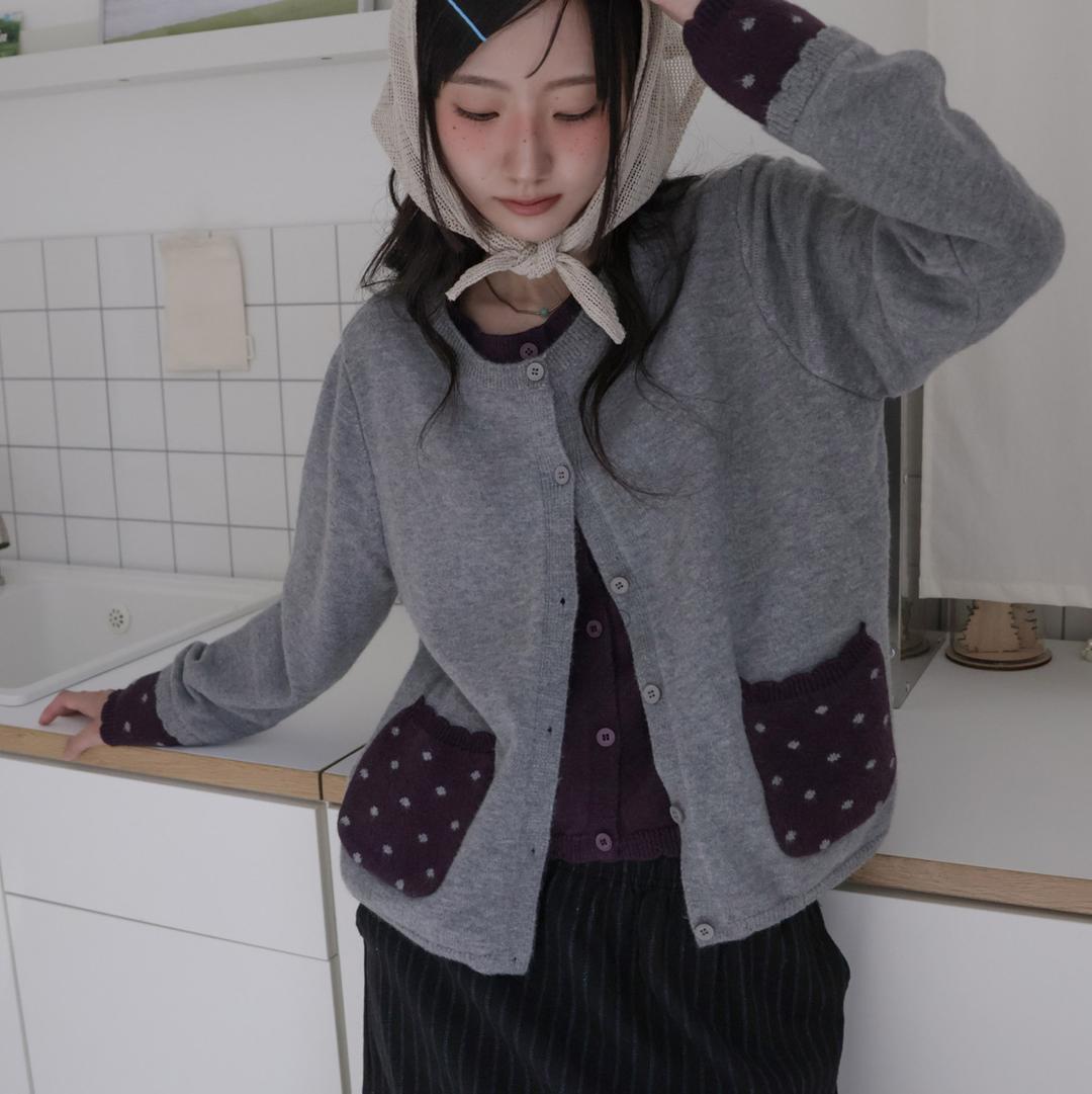 틸데서울 *추천* 모모 소프트 도트 레이어드 가디건 3color
