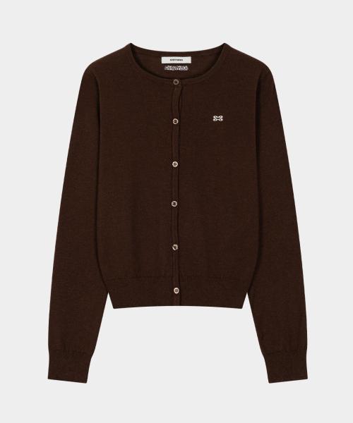 New Classic Crew Neck Cardigan (Brown)