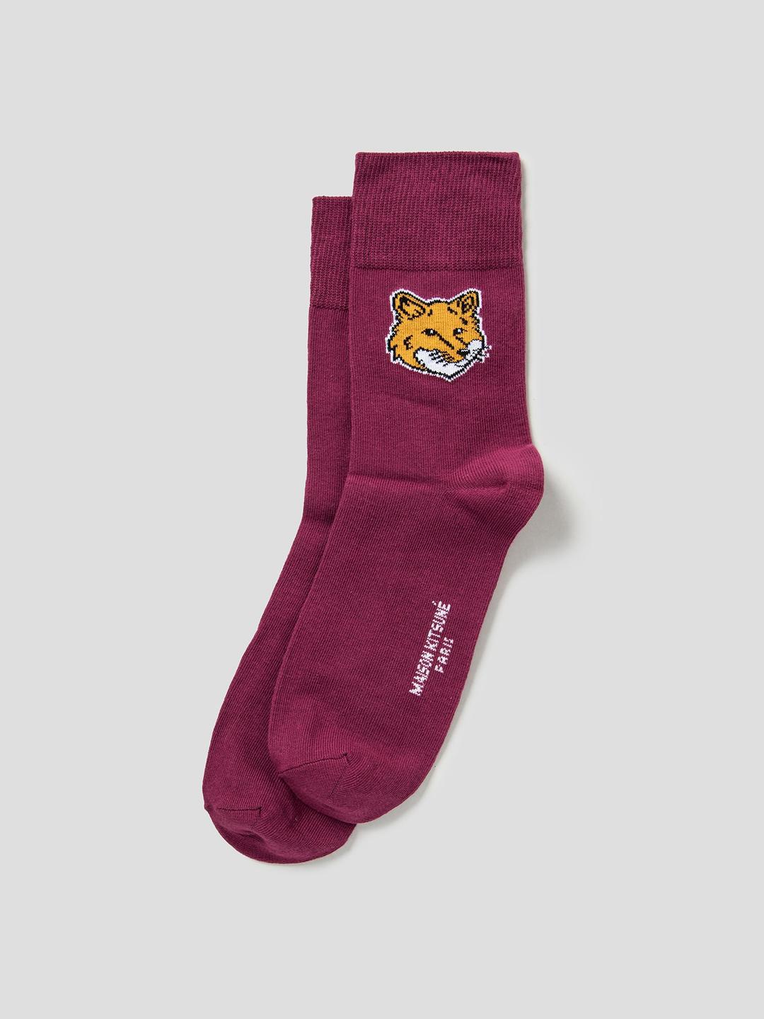 Unisex Fox Head Socks - Grape