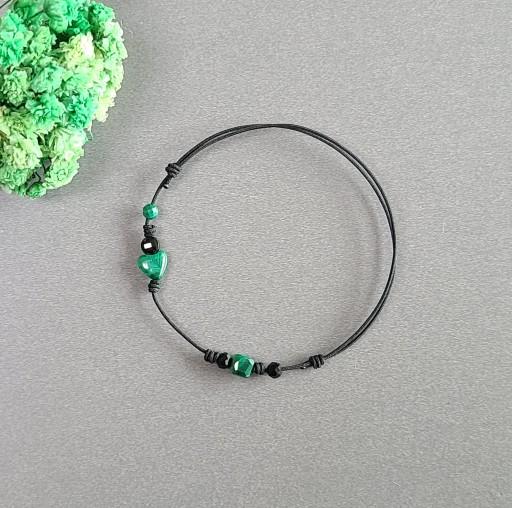 수호와 힐링의 ﻿ 공작석 하트 &오닉스 매듭 팔찌