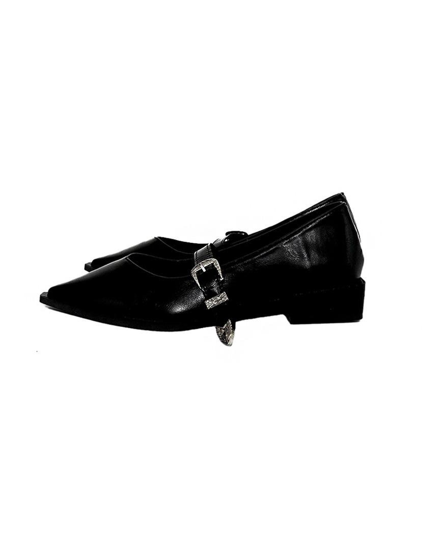 FLAT WESTERN BELT STELLERETTO ROPER 플랫 웨스턴 벨트 스텔레토 로퍼