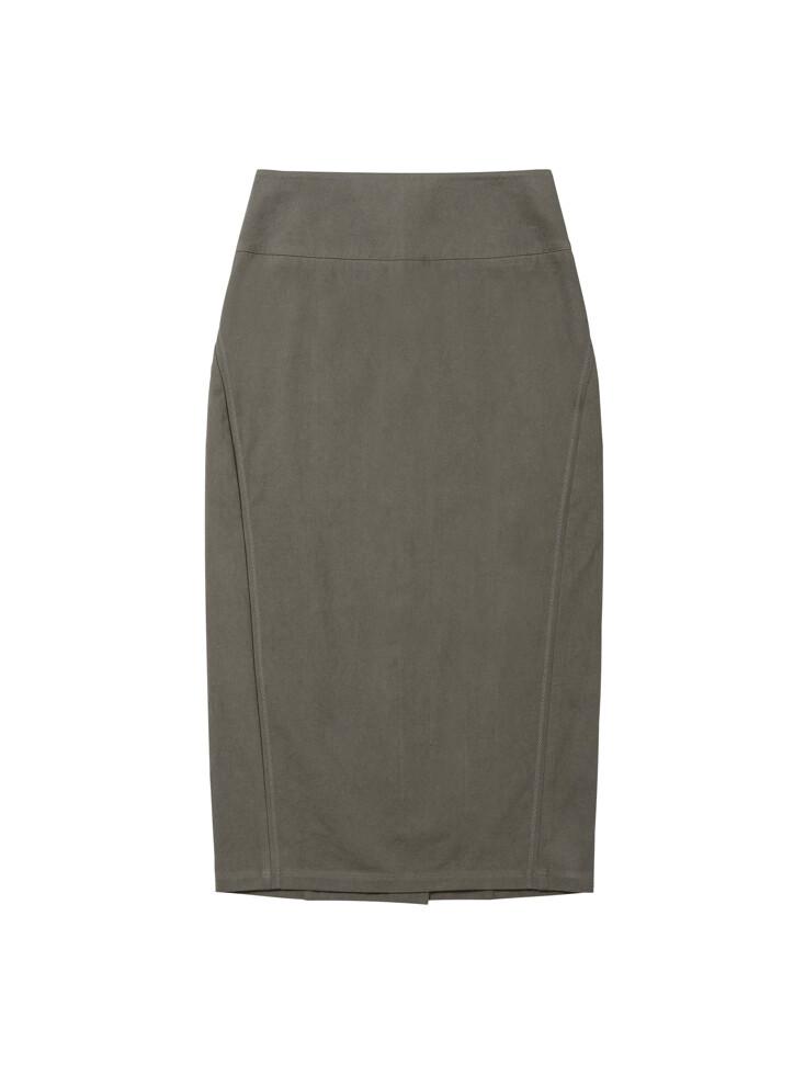 Embroidered Long Skirt Khaki