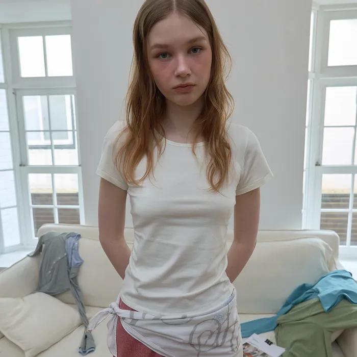 셔링 반팔티_오프화이트