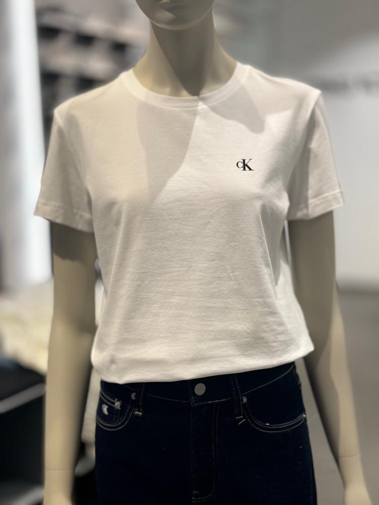 [캘빈클라인진]여성 cK 미니로고 모던 슬림핏 반팔 티셔츠  화이트-J221165 YAF