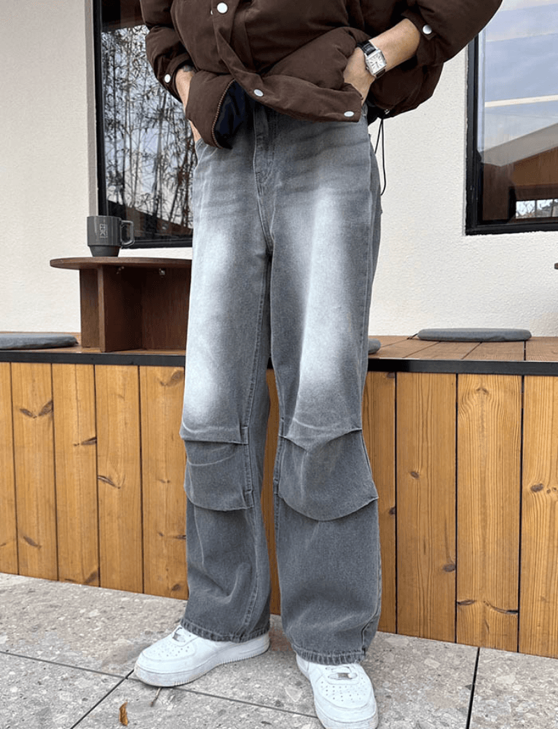 패러슈트 와이드 그레이 데님팬츠 (2color)