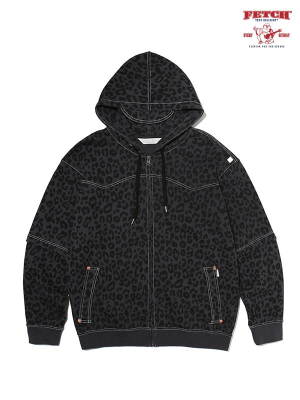 FETCH® X TRUE RELIGION® SWEAT SEPARATE HOODIE LEOPARD CHACOAL