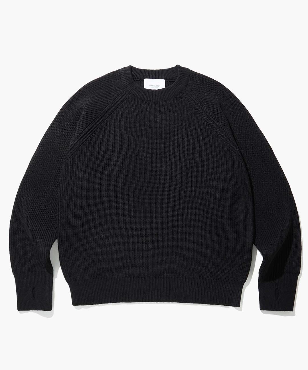 RAGLAN CREW NECK KNIT_BLACK