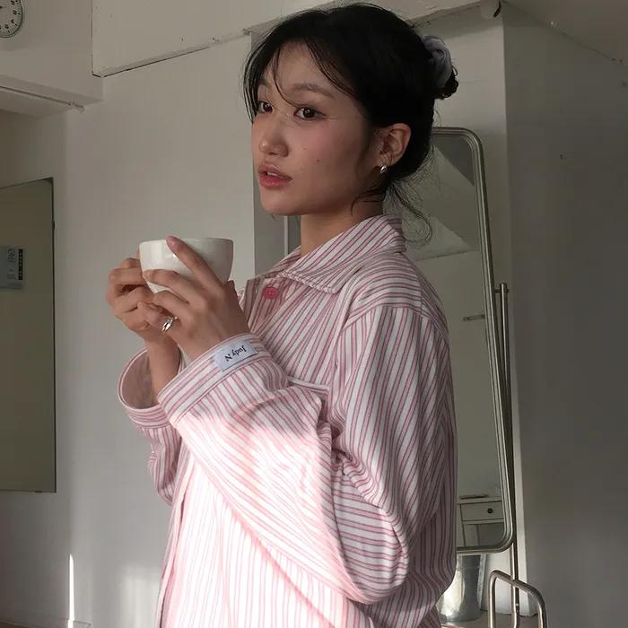 페쉬 피치기모 긴팔 잠옷 파자마 세트