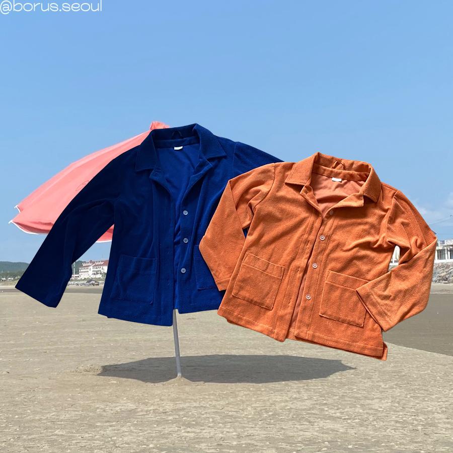 terry jacket-orange,navy blue