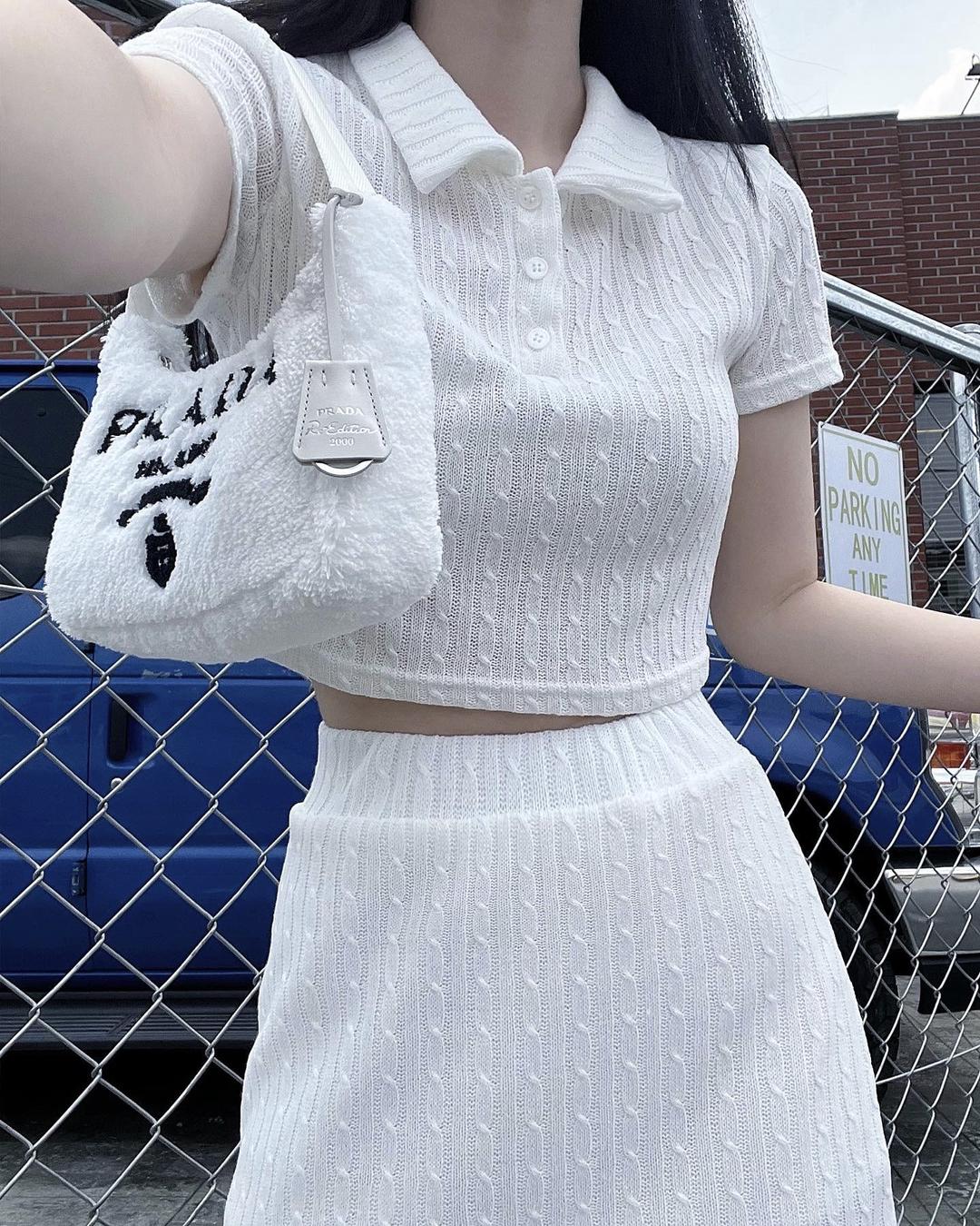 썸머 꽈배기 카라 니트 투피스 [White]