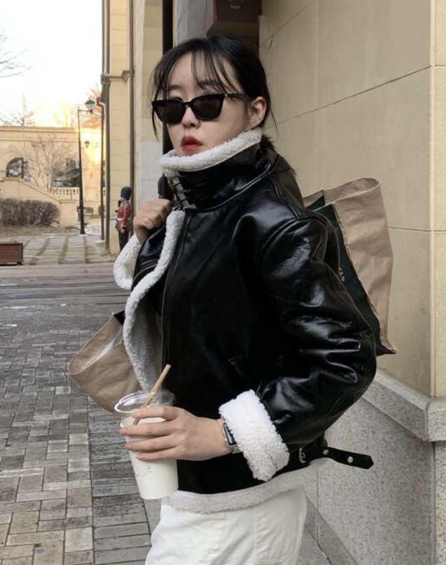 leather jacket 블랙 가죽 무스탕 y2k 가죽자켓 레더자켓 크롭무스탕 블루종 양털무스탕 항공점퍼 라이더자켓_콘니유