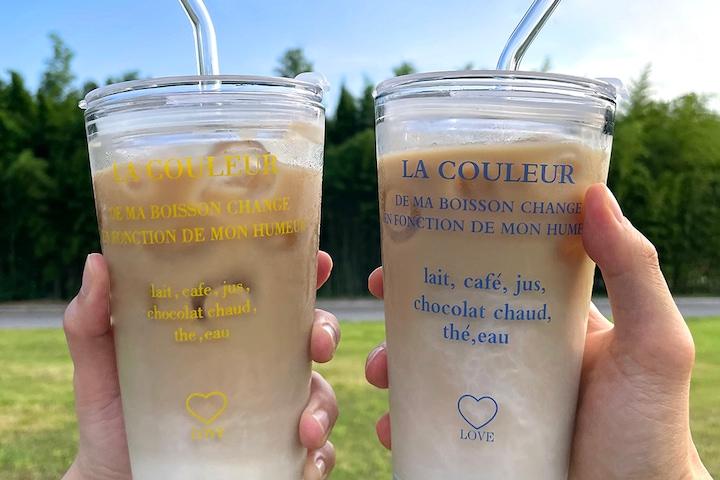 뜨거운 음료도 OK! 레터링 내열유리 콜드컵 텀블러 (완전 밀폐 가능)