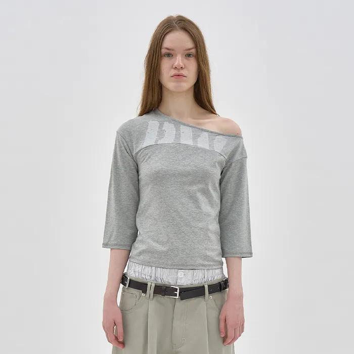PW PRINTED UNBALANCE TEE_MELANGE