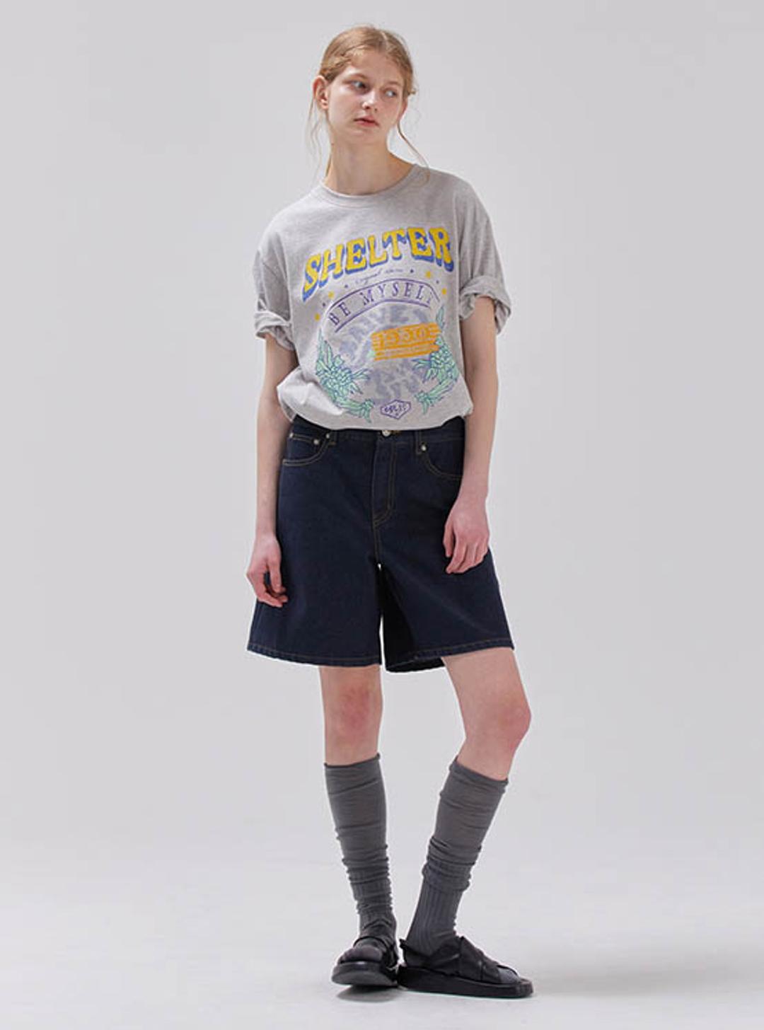 Color Denim Short Pants in Indigo VJ3ML065-35