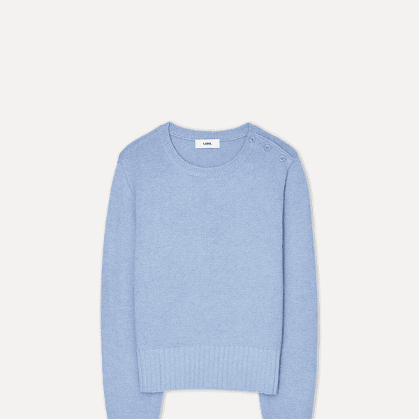 Penro button-curve crew sweater blueveil