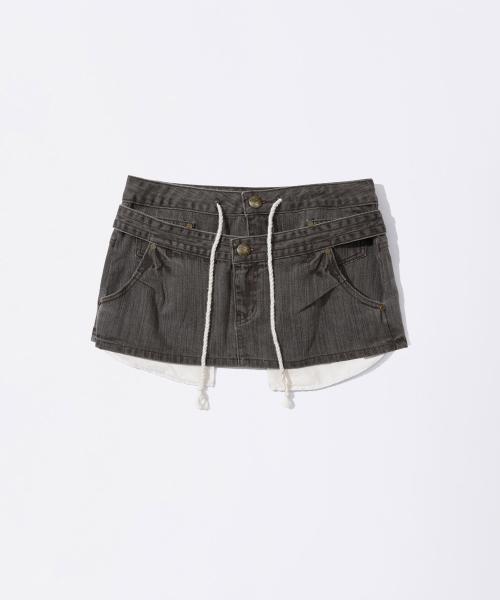 Apron Layered Mini Skirt Charcoal