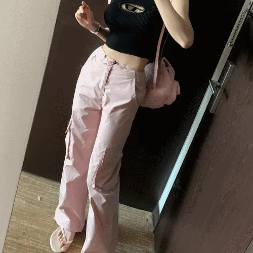 [highqual]토비 카고 스트링 팬츠/ 2way 와이드, 조거 y2k